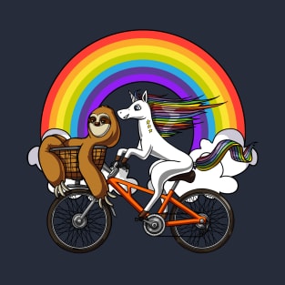 Unicorn Sloth Riding Bicycle T-Shirt