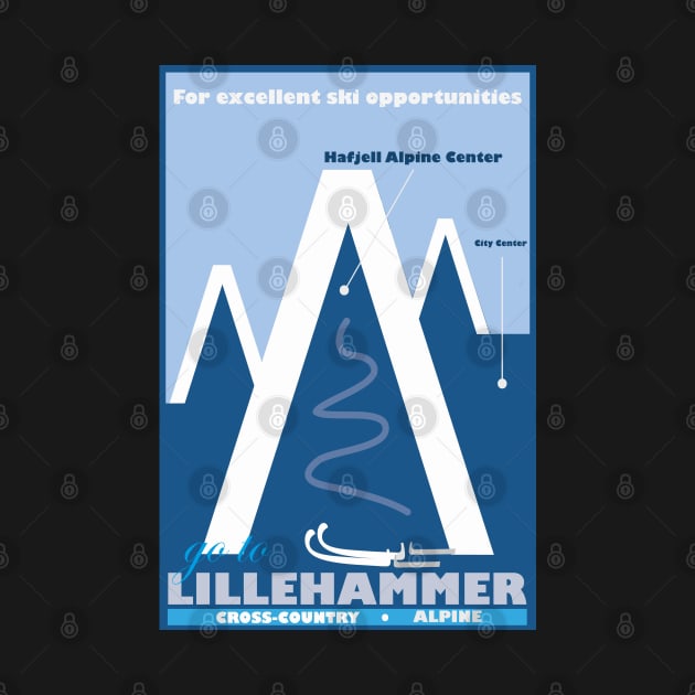 Lillehammer,Norway, Ski Travel Poster by BokeeLee