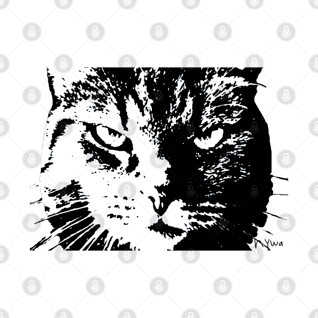 ANGRY CAT POP ART - BLACK & WHITE by NYWA-ART-PROJECT