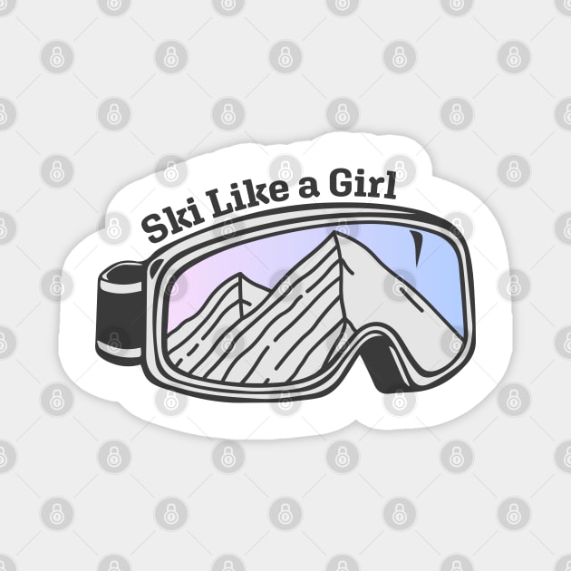 Sunset Mountain Ski Goggles | Ski Like A Girl Magnet by KlehmInTime