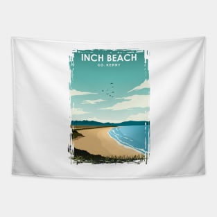 Inch Beach Kerry Ireland Vintage Minimal Retro Travel Poster Tapestry