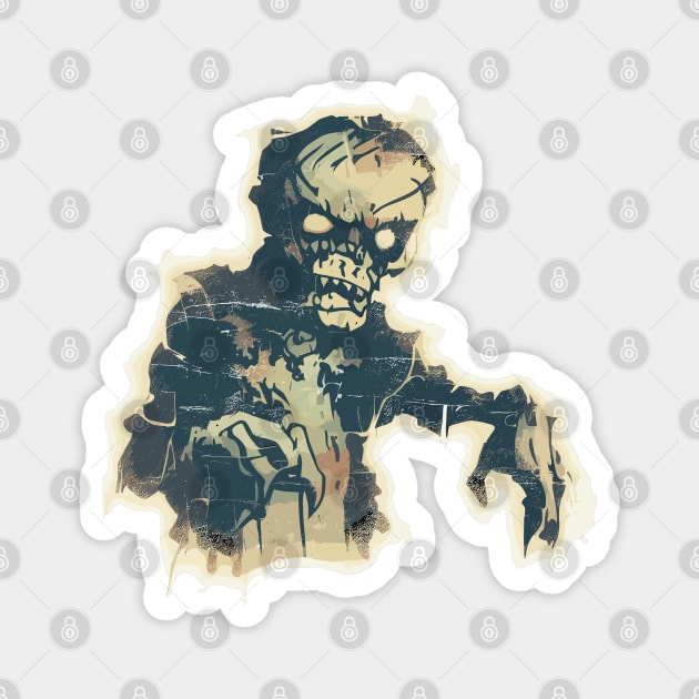 Spooky Zombie Vintage Street Art Magnet by TomFrontierArt