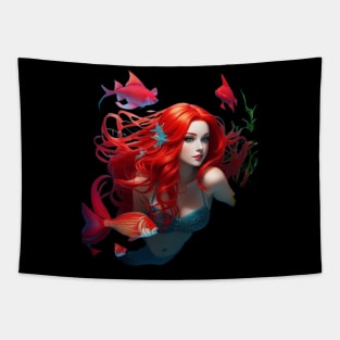 Floating Redhead Mermaid Tapestry
