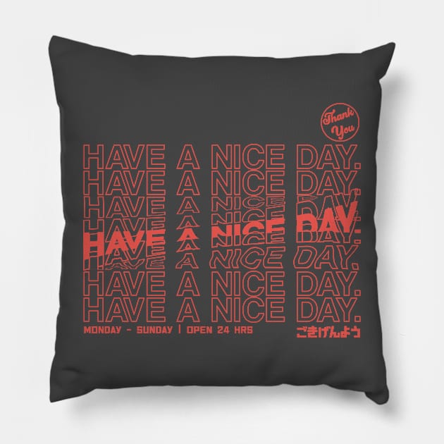 Have a nice day glitchy Pillow by PaletteDesigns