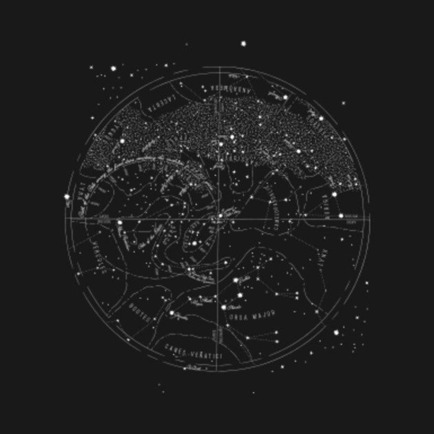 Vintage Northern Hemisphere Star Map - Constellations - T-Shirt