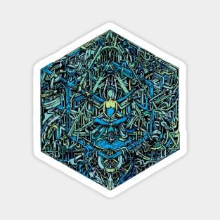 Hexagonal Layers of Reality | Colorful Psychedelic Art T-Shirt Magnet