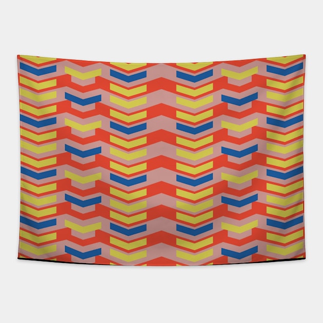 Retro 1960s Style Sixties Vintage Chevron Pattern Design Pink Tapestry by BillingtonPix