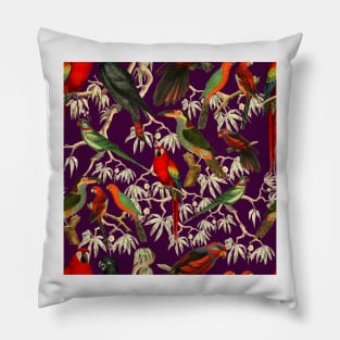 Tropical birds - Purple Pillow