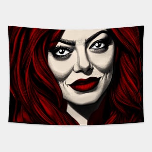 Emma Stone Cartoon Tapestry