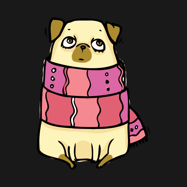 I love Pugs in scarf by TeesByKimchi