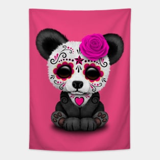 Pink Day of the Dead Sugar Skull Panda Tapestry