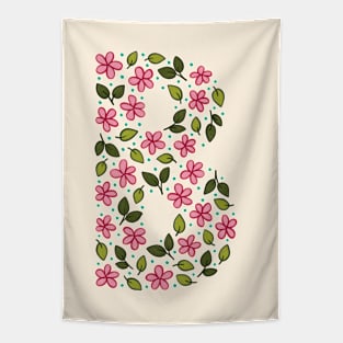 Floral Monogram Letter B Tapestry