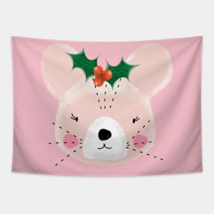 Cute mrs Christmas mouse Tapestry