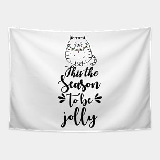 Christmas quotes with cute cat design Tapestry