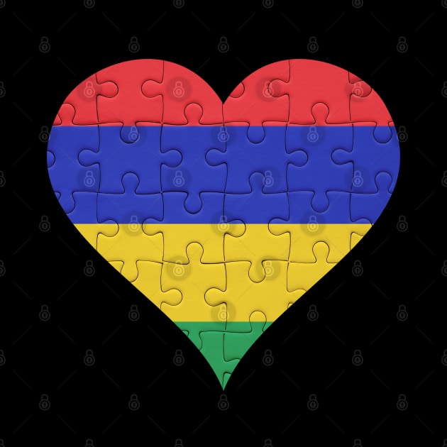 Mauritian Jigsaw Puzzle Heart Design - Gift for Mauritian With Mauritius Roots by Country Flags