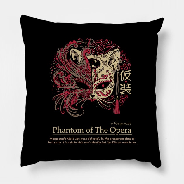 Europe Ball Event Neko Aesthetic Scary Darkness Phantom of Opera Nekocheng #006 Masquerade Pillow by Sekaifi Studio