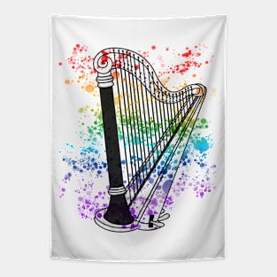 Harp Rainbow Colours Harpist String Musician Tapestry