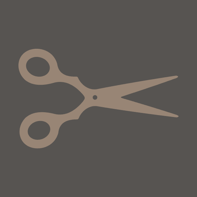 Simple Beige Scissors on Grey Background by XOOXOO