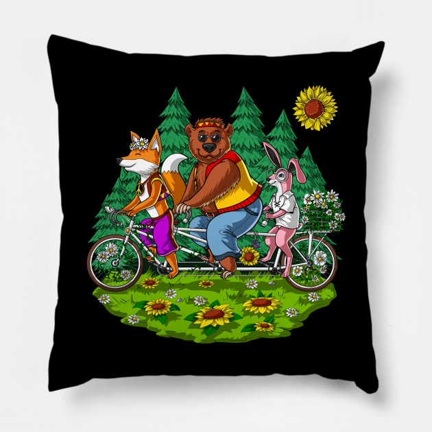 Hippie Forest Animals Pillow by underheaven