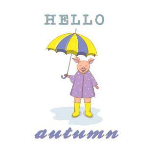 hello autumn with cute piggy T-Shirt