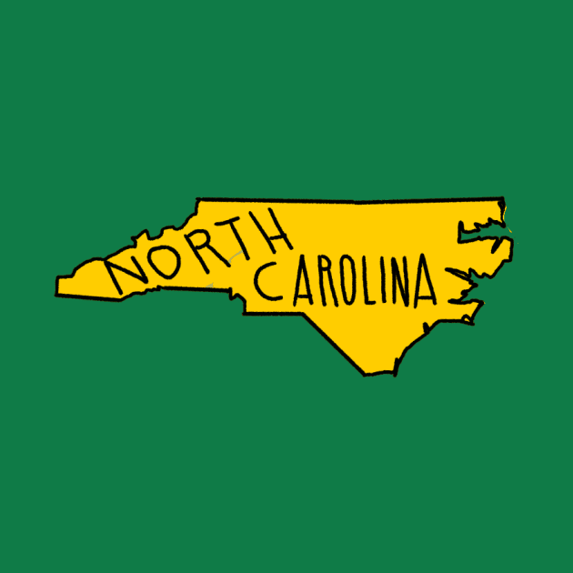 The State of North Carolina - Yellow Outline by loudestkitten