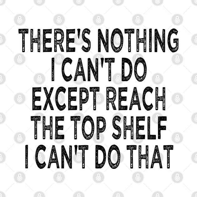 there's nothing i can't do except reach the top shelf i can't do that by mdr design