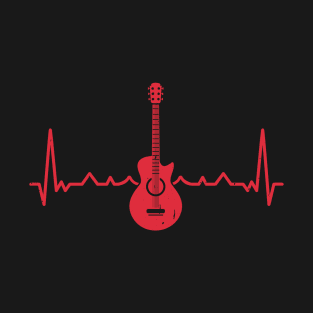 Red Guitar Heartbeat For Musicians T-Shirt