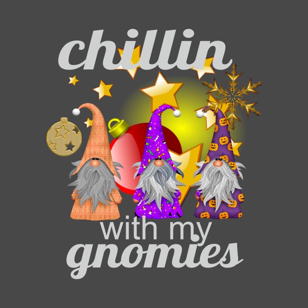 Chillin With My Gnomies Funny Christmas Gift T-Shirt by rami99