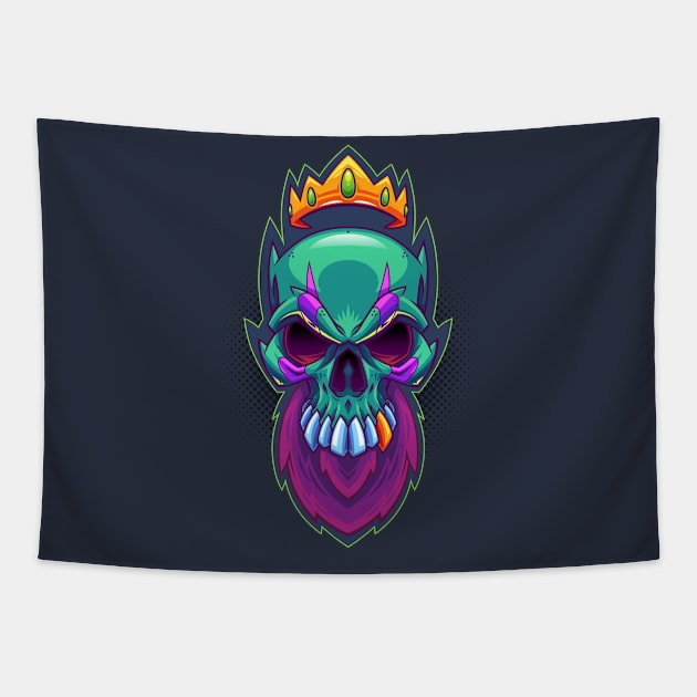 Bearded King Skull Tapestry by ArtisticDyslexia