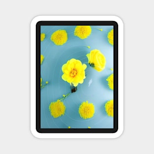 LOVELY YELLOW FLOWERS BLUE BACKGROUND Magnet