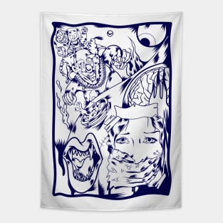 Dope scary night time story graffiti illustration Tapestry