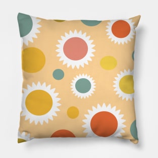 Retro circles, dots and flowers Pillow