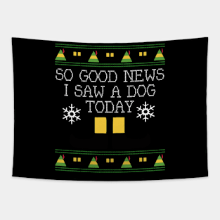 Good News Elf Quote Christmas Knit Tapestry