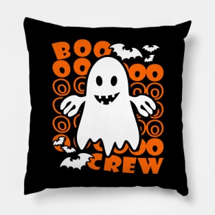 Boo Crew Halloween Ghost Text Orange Pillow