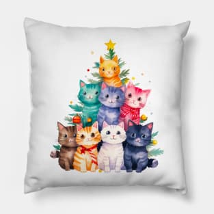 Cat Christmas Tree Pillow