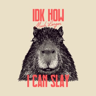 Capybara - IDK How Much Longer I Can Slay | Funny Sarcastic MEME T-Shirt