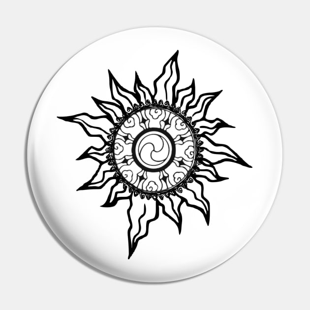 Black Sun Mandala Pin by Nuletto