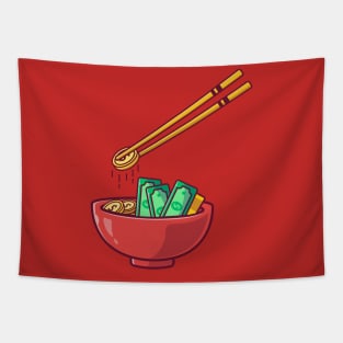 Dollars on Bowl with Chopsticks Tapestry