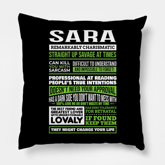 Sara Pillow by Ban Guns Not Books- Typography fullcolor