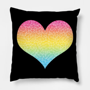 Ombré pansexuality colours and white swirls doodles heart Pillow