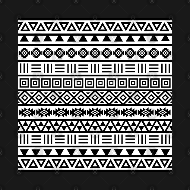 Aztec Influence Pattern BW by NataliePaskell