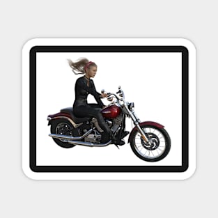 Young woman riding motorcycle Magnet