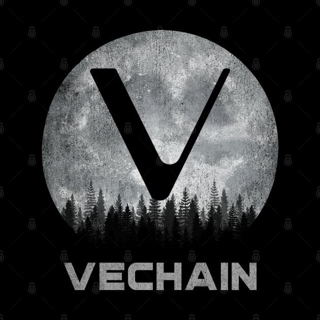 Vintage Vechain VET Coin To The Moon Crypto Token Cryptocurrency Blockchain Wallet Birthday Gift For Men Women Kids by Thingking About