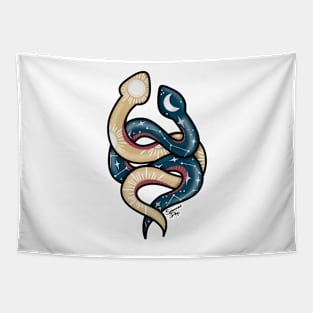 Sun and moon snakes Tapestry