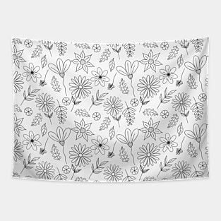 Black and white flowers Tapestry