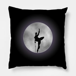 Disabled amputee ballerina dancing before a full moon Pillow