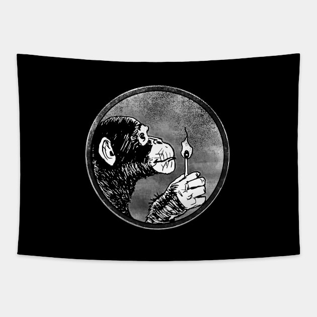 monkey macht black Tapestry by sambukino