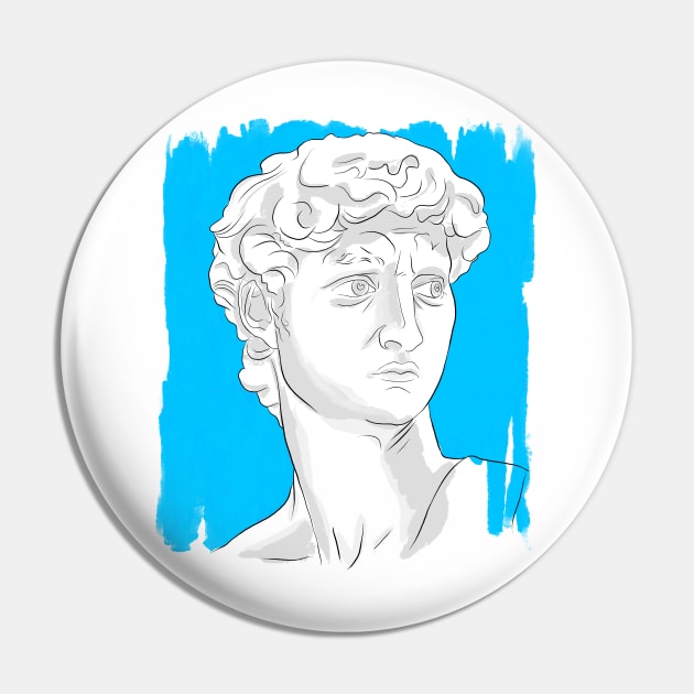 Denizko Art Statue Head Blue Pin by denizko