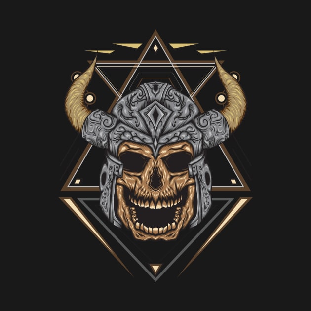 Illustration of Viking skull with sacred geometry by AGORA studio