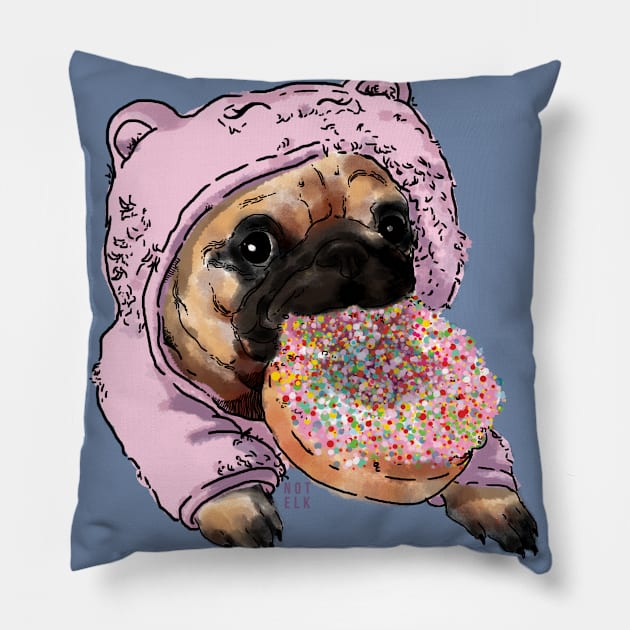 Donut pug Pillow by KateLos